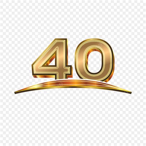 Number 40 Clipart Vector 3d Golden Numbers 40 With Swoosh On