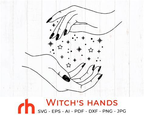 Witchs Hands Svg Witchcraft Svg Hands With Stars Svg Etsy