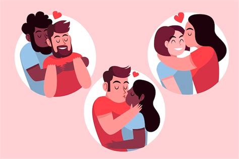 illustration de baisers de couples vecteur gratuite