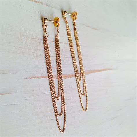 Gold Filled Chain Drop Earrings Chain Earrings Etsy
