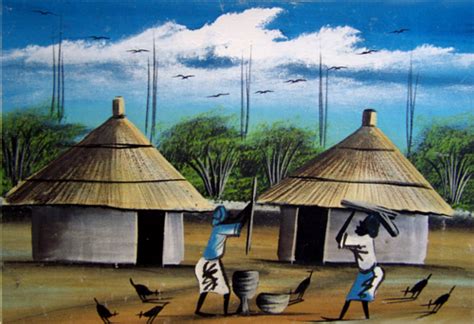 Acrylics Original African Village Painting Was Sold For R100 On 10