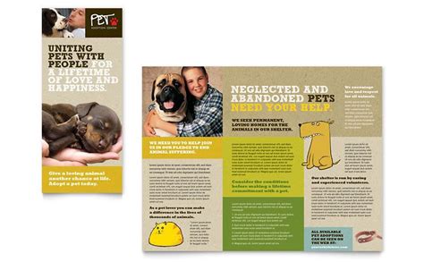 Animal Shelter And Pet Adoption Tri Fold Brochure Template Design