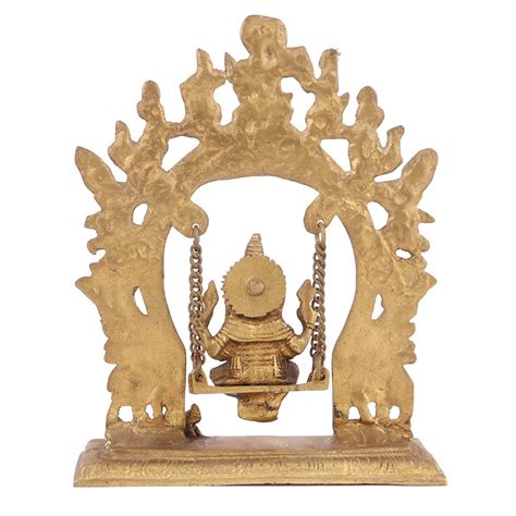 Brass Ganesha Sitting On A Swing With Beautiful Prabhavali
