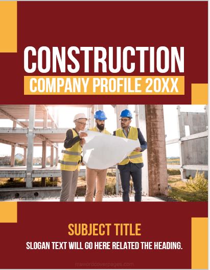 Construction Company Profile Cover Page Templates Download