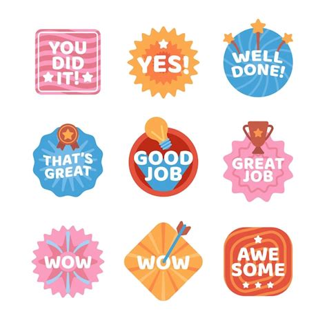 Premium Vector Set Of Good Job And Great Job Stickers