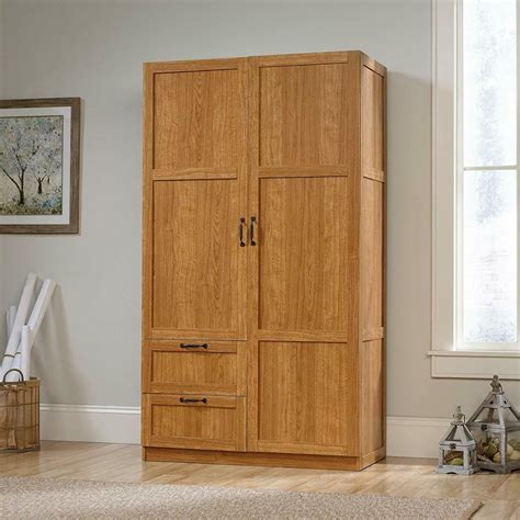 Oak Finish Large Armoire Wardrobe Storage Closet With