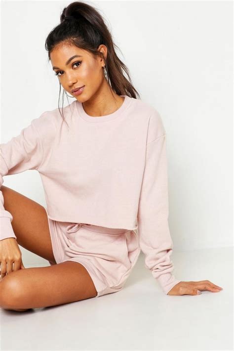 Mix And Match Soft Cropped Loop Back Sweat Set Best Cheap Loungewear Sets From Boohoo Popsugar