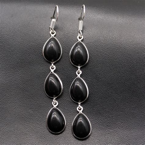 Fashion Jewelry Unique Black Onyx Sterling Silver Dangle Earrings