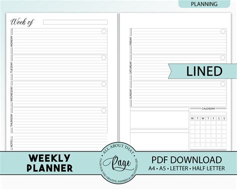 New Weekly Planner Printable 2 Page Spread Week On Two Etsy