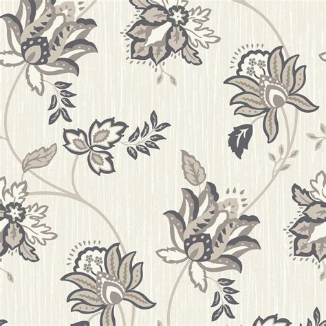 Sample Grandeco Floral Leaf Pattern Taupe Wallpaper Metallic Glitter