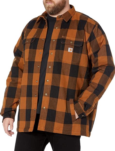 carhartt mens relaxed fit heavyweight flannel sherpa lined jacket shirt carhartt