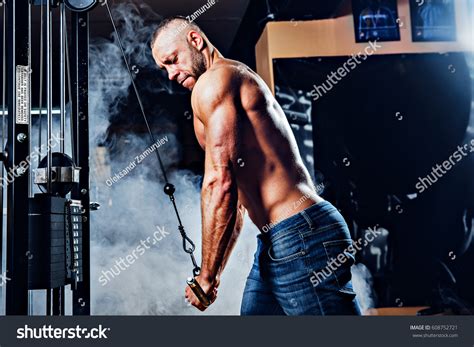 Muscular Man Working Out Gym Doing Stock Photo Shutterstock