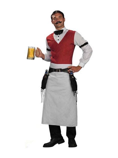 Red Pinstripe Saloon Bartender Outfit Mens Saloon Bartender Costume