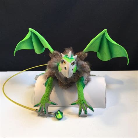 Dragon Puppet Scaled Fantasy Sculpture Creature Green Wings Etsy In