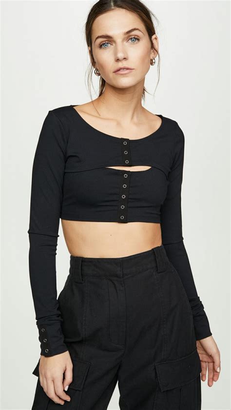 Womens Tops For Love And Lemons Avril Snap Layered Top Black — P Entech
