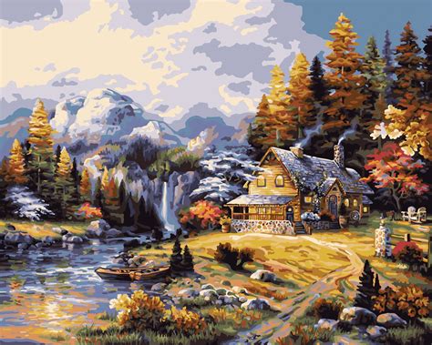 Plaid Creates Paint By Number Kit 16 By 20 Inch Mountain Hideaway