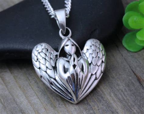 Guardian Angel Necklace Sterling Silver Guardian Angel Charm Etsy