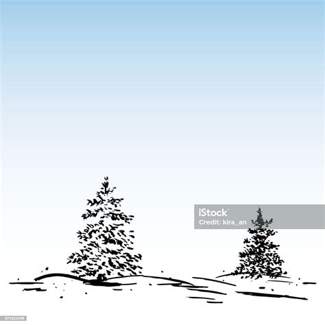 Trees Collection Ink Fir Silhouettes Stock Illustration Download