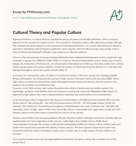 Cultural Theory And Popular Culture Essay Example