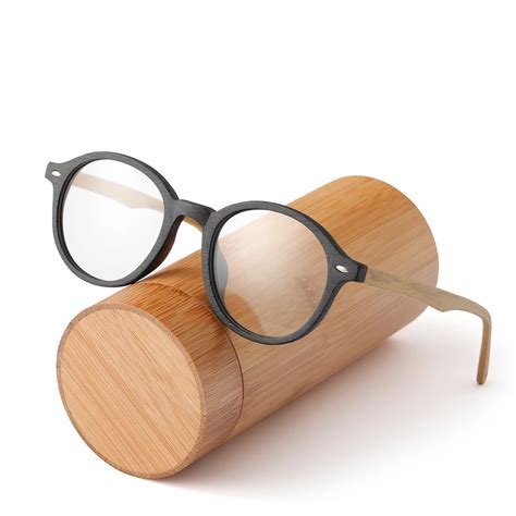 chfekumeet optical myopia wood retro round glasses frames men women eyeglasses prescription
