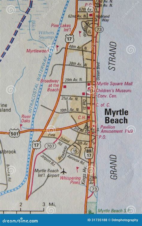 Map Of Myrtle Beach Sc Royalty Free Stock Photos Image 31735188