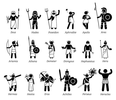 Greek Gods SVG EPS Ancient Gods Vector Zeus PNG Mythology Silhouette Gods Set Olympians