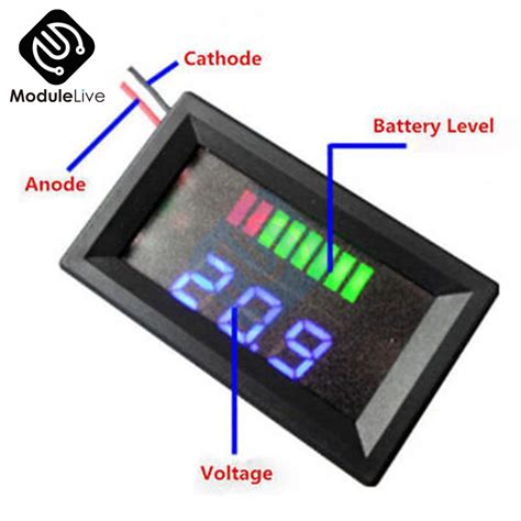 V Blue Led Lead Acid Battery Indicator Battery Capacity Acid Tester Voltmeter Charge Level