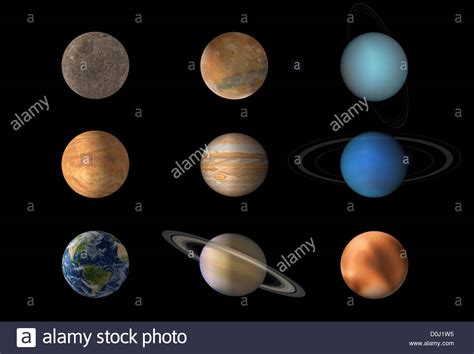 Digital Illustration Of The Nine Planets Of Our Solar
