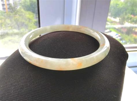 55mm Certified Jade Bangle Jadeite Icy Red Cherry Blossoms Luxury