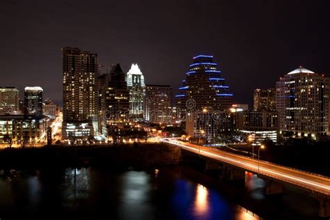 Downtown Austin Texas Cityscape At Night Stock Image Image Of Skyline