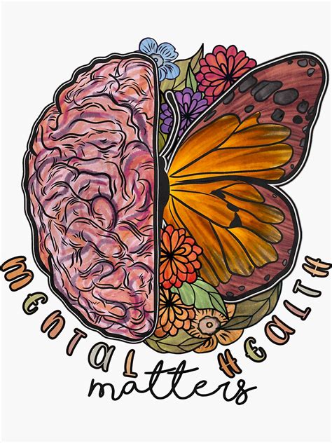 Mental Health Matters Floral Quote Art Sticker For Sale By Fleckartco Redbubble