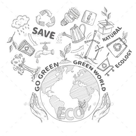 Doodles Ecology Concept Doodle Art Posters Earth Drawings Save