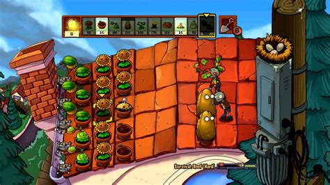 Plants Vs Zombies Xbox 360 Survival Roof Hard Part 1 Youtube
