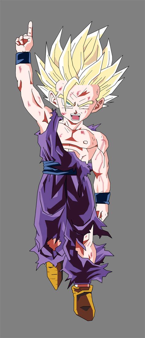 His hand outstretched for an attack. DRAGON BALL Z WALLPAPERS: Teen Gohan super saiyan 2