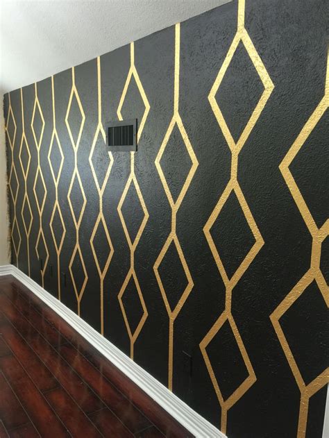 Black And Gold Accent Wall Design Wall Paint Designs Room Paint