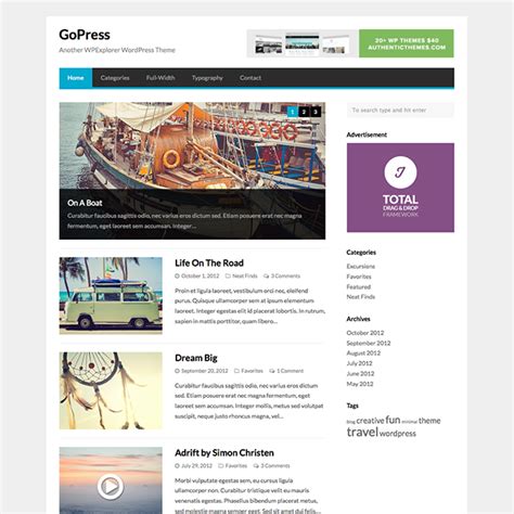 So to simplify your decision, use this list of the best free wordpress themes to try today. GoPress Free WordPress News Theme