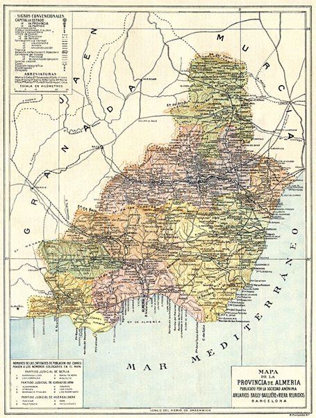 Spain Mapa De La Provincia De Almeria 1913 Old Antique Vintage Plan Chart
