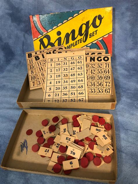 Vintage Bingo Game Set With Tokens Board Game 10 Cards Craft Etsy