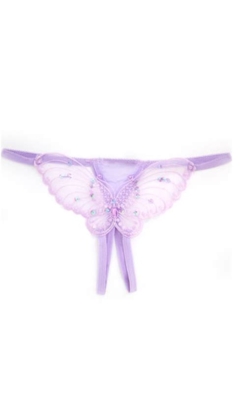 Sheer Butterfly Crotchless Thong Open Crotch Butterfly Thong Crotchless Butterfly Thong Sheer