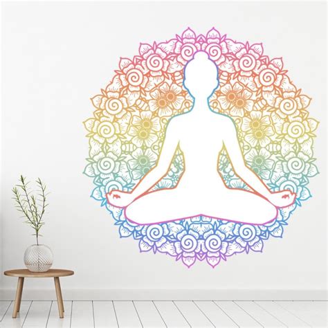 Yoga Pose Lotus Flower Wall Sticker