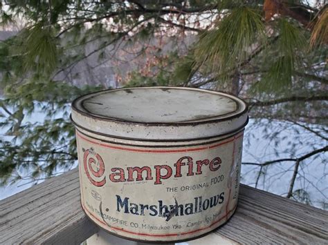 antique campfire marshmallows tin made by the campfire corp etsy campfire marshmallows tin
