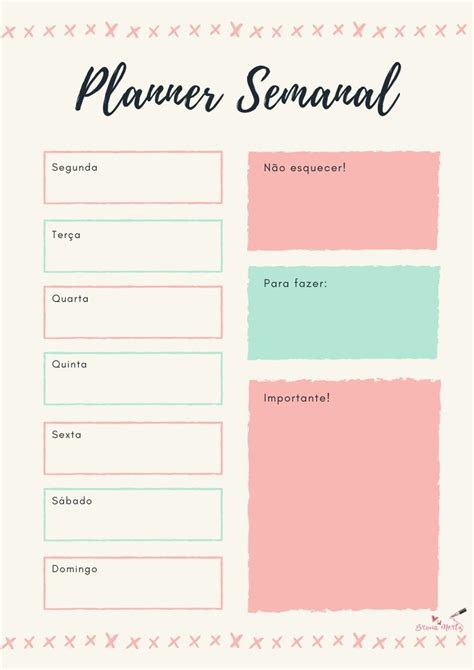 Planner Semanal Para Baixar Gratis Planejamento Semanal Tabela De