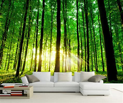 Custom 3d Photo Wallpaper Sun Forest Mural For Living Room Bedroom Tv