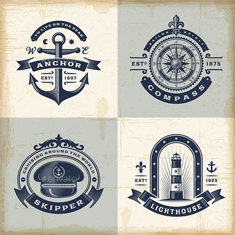 Set Of Vintage Nautical Labels By Iatsun Graphicriver