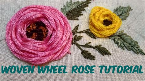 How To Embroider Rose Embroidery Using Woven Wheel Stitch Rose