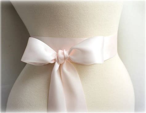 Pale Blush Pink Sash Belt Double Faced Satin Ribbon Sash Bridal