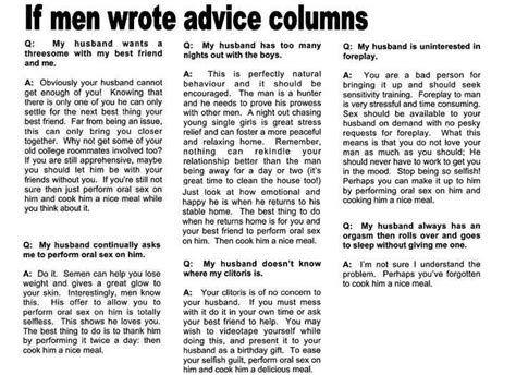 If Men Wrote Advice Columns Bret Contreras
