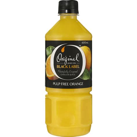 Original Juice Black Label Orange Juice Pulp Free 600ml Woolworths