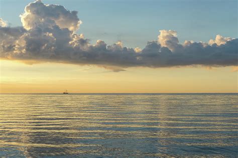 Tiny Tall Ship Sunny Golden Light Sailing In Many Layers Photograph