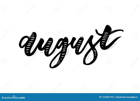 August Calligraphy Lettering Day Month Vector Brush Stock Illustration